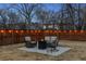Backyard patio with a fire pit and comfortable seating, all enclosed by a wood fence with string lights at 2033 E 21St Ave, Denver, CO 80205
