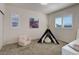 Cozy bedroom featuring neutral walls, plush carpeting and a whimsical play tent, perfect for a imagination at 14077 Yellow Tip Drive, Parker, CO 80134