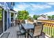 Outdoor dining on a back deck with green views and a blue sky at 9682 Hemlock Ct, Highlands Ranch, CO 80130
