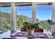 Bright dining area with large windows offers stunning mountain views and natural light at 31324 Kings Vly, Conifer, CO 80433