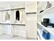 A well-organized walk-in closet with white shelving, hanging rods, and ample storage space at 4192 S Vrain St, Denver, CO 80236