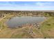 Picturesque aerial view of the lake, surrounding community and tree coverage at 7575 E Windlawn Way, Parker, CO 80134
