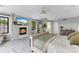 Spacious main bedroom with fireplace, mounted tv, and scenic views at 1311 Fletcher Dr, Erie, CO 80516
