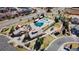Bird's eye view of neighborhood amenities including a pool, playground, and community center at 21028 E Saratoga Ave, Aurora, CO 80015