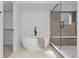 Bathroom with freestanding tub and walk-in shower at 1256 Newton St # 1, Denver, CO 80204