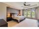 Modern bedroom features neutral walls, tray ceiling, and large windows offering natural light at 9470 S Silent Hills Dr, Lone Tree, CO 80124