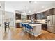Spacious kitchen featuring a large island, stainless steel appliances, and hardwood floors, great for entertaining at 7812 Inverness Blvd, Englewood, CO 80112