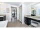 Spacious bathroom with double sinks, granite countertops, glass shower and vanity at 16701 Buffalo Run Dr, Commerce City, CO 80022