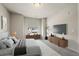 Serene bedroom with a plush bed, contemporary furniture, and a large window for natural light at 350 High Point Dr # C201, Longmont, CO 80504