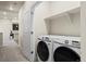 Convenient laundry room featuring a Samsung washer and dryer plus shelving for storage at 350 High Point Dr # C201, Longmont, CO 80504