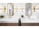 Close-up of bathroom featuring double sinks, stylish mirrors and light fixtures at 265 S Monroe St, Denver, CO 80209