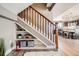 Stylish staircase with built-in shelving for storage at 2008 Galapago, Denver, CO 80223