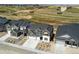 Aerial shot showcasing the home's location, curb appeal, three car garage, and surrounding neighborhood at 3399 Backdrop Ct, Castle Rock, CO 80108