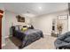 Serene finished basement bedroom featuring plush carpeting, soft lighting, and a comfortable bed at 6980 Fargo Trl, Littleton, CO 80125