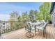 Outdoor deck features a dining set with seating for six and scenic views of the surrounding trees and landscaping at 10233 Greatwood Ct, Highlands Ranch, CO 80126