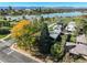 Aerial view showcasing a residential area near Sloan's Lake, with fall colors enhancing the cityscape backdrop at 1901 Meade St, Denver, CO 80204