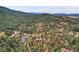 Beautiful mountain home, surrounded by trees, offering privacy and serene views; lot line shown in red at 7790 S Homesteader Dr, Morrison, CO 80465