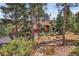 Secluded home surrounded by mature trees and stone outcroppings, showcasing natural landscaping and privacy at 7790 S Homesteader Dr, Morrison, CO 80465
