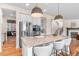 Spacious kitchen island with modern lighting, stainless appliances, and hardwood floors at 10546 Sundial Rim Rd, Highlands Ranch, CO 80126