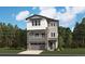 Charming two-story home featuring stone accents, a balcony, and a two-car garage nestled among lush trees at 8181 Butte Creek St, Littleton, CO 80125