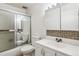 This bathroom features a shower-tub combo, a stylish vanity and fixtures at 3022 S Wheeling Way # 407, Aurora, CO 80014