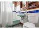 Retro bathroom with a green tub and blue tile at 2825 Elm Ave, Boulder, CO 80305