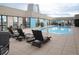 Rooftop pool with lounge chairs and city views at 1625 Larimer St # 1001, Denver, CO 80202