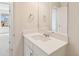 Bathroom featuring white cabinets and sink at 5682 N Galena St, Denver, CO 80238