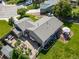 Aerial view of home showcasing backyard features including a deck, garden, and outdoor seating area at 18159 E Crestline Cir, Centennial, CO 80015