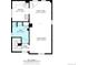 First-floor floor plan featuring a kitchen, dining area, living room, and bathroom at 2410 W 36Th Ave, Denver, CO 80211