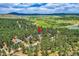 Breathtaking aerial view showcasing a home nestled amidst lush greenery, offering both privacy and scenic views at 8280 Bannock Dr, Larkspur, CO 80118