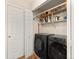 Laundry room featuring modern front load washer and dryer along with useful storage space at 10105 Grove Loop # D, Westminster, CO 80031