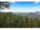 Scenic view of distant mountains and a hillside covered in lush green trees under a blue sky at 4560 Hilltop Rd, Evergreen, CO 80439