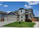 Charming two-story home featuring a well-manicured lawn and attractive curb appeal with stone accents at 9046 Sandpiper Dr, Frederick, CO 80504