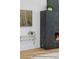 Close-up of a modern fireplace with a sleek, minimalist design and stone surround at 1801 W 33Rd Ave, Denver, CO 80211