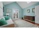 Inviting living room with french doors, stylish rug, vaulted ceiling, and hardwood floors at 945 Niagara St, Denver, CO 80220