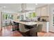 Eat-in kitchen features island with cooktop, custom cabinets, and stainless steel appliances at 5653 E Southmoor Cir, Englewood, CO 80111