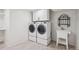 Bright laundry room featuring modern appliances, utility sink and overhead storage at 5653 E Southmoor Cir, Englewood, CO 80111