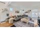 Bright living room features a comfortable gray sectional, wood floors, and a stylish rug at 4212 Lowell Blvd, Denver, CO 80211