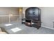 Loft with a large entertainment center, neutral carpet, and natural light at 3978 Aspen Hollow Ct, Castle Rock, CO 80104