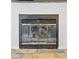 Close up of modern fireplace with glass doors and a tile hearth and floor at 540 S Forest St # 5-204, Denver, CO 80246