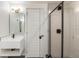 Contemporary bathroom with a walk-in shower and floating vanity at 3525 E 7Th Avenue Pkwy, Denver, CO 80206