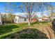 The backyard has a large tree, outbuilding and privacy fence at 3430 N Clayton St, Denver, CO 80205