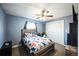 Cozy bedroom with carpet flooring, a ceiling fan, and a closet for storage at 1930 Altura Blvd, Aurora, CO 80011
