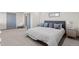 Neutral bedroom featuring a king bed, carpeted floors, and modern furnishings at 12017 W 54Th Dr, Arvada, CO 80002