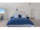 Bright main bedroom featuring balcony access and a modern minimalist aesthetic at 12017 W 54Th Dr, Arvada, CO 80002