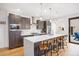 Modern kitchen featuring a large island, stainless steel appliances, pendant lighting, and stylish bar stools at 3928 Vrain St, Denver, CO 80212