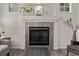 Elegant fireplace with stone surround, decorative mantel, and charming living room accents at 11300 Night Heron Dr, Parker, CO 80134