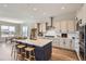Open kitchen with a large island, modern appliances, and hardwood floors at 423 Basin Daisy St, Castle Rock, CO 80104
