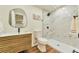 Modern bathroom boasts sleek vanity, stylish mirror, and walk-in shower with marble at 8898 Chestnut Hill Ct, Highlands Ranch, CO 80130